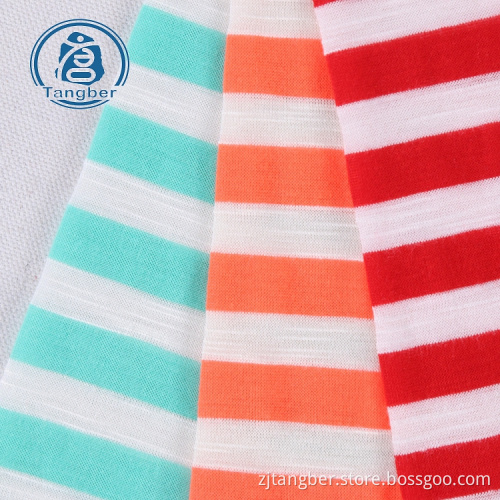 Stripe Knitted Spun Polyester Jersey Slub Fabric